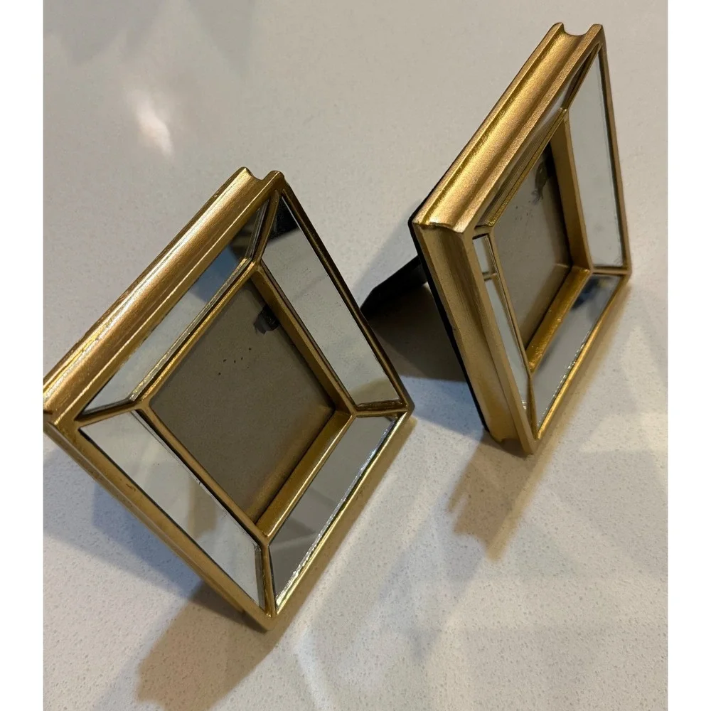 Mirrored Gold Accent Photo Frames Desktop‎ Display 5